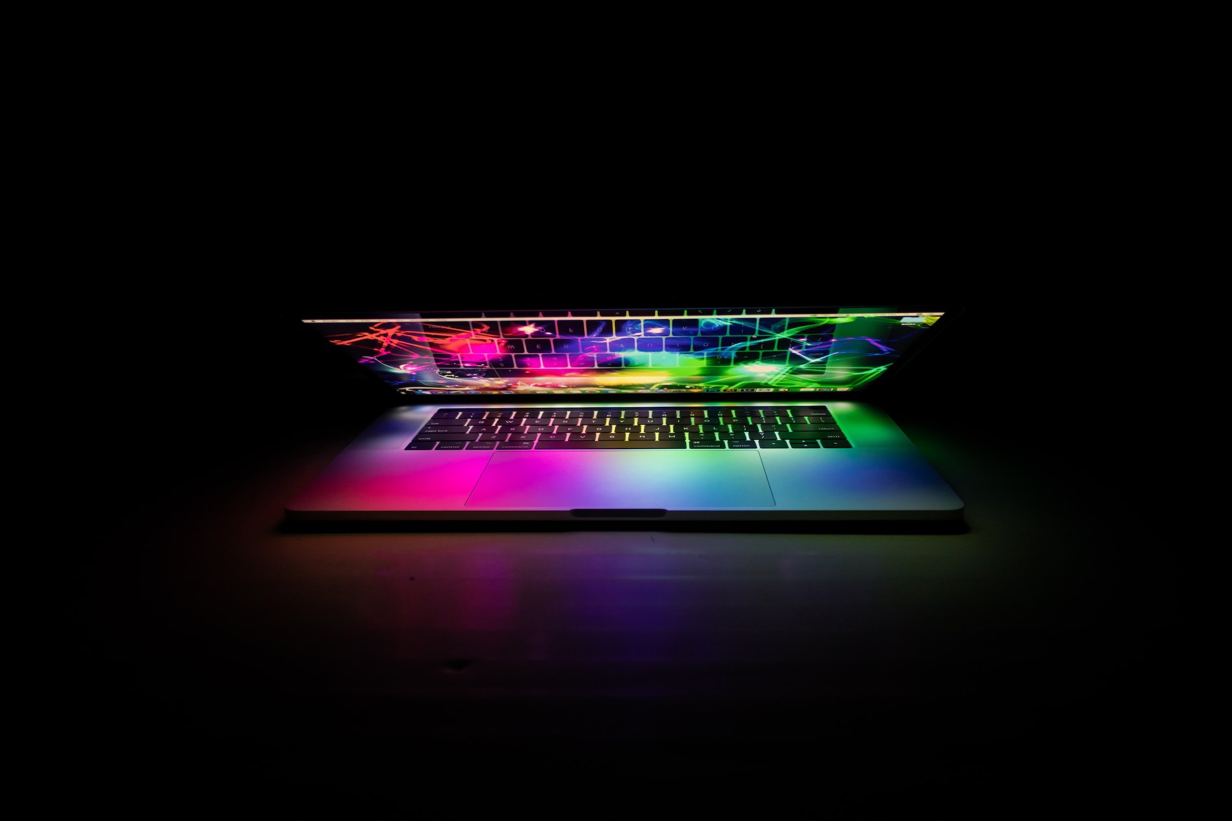 Laptop on a dark background