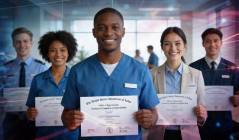Apprentices holding certificates of completion